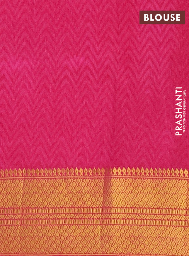 Semi tussar saree purple and pink with allover patola prints and zari woven border
