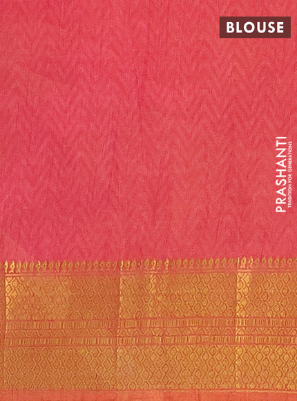 Semi tussar saree dual shade of bluish grey and dual shade of pink with allover patola prints and zari woven border