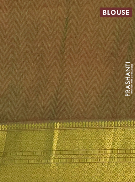 Semi tussar saree pink and dual shade of green with allover patola prints and zari woven border