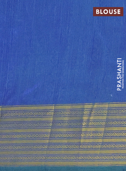 Semi tussar saree teal green and blue with allover patola prints and zari woven border