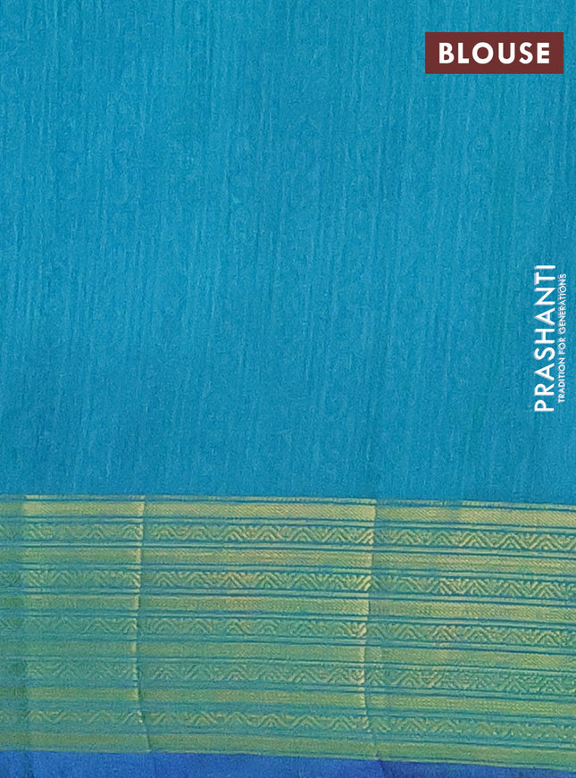 Semi tussar saree dark blue and teal green with allover patola prints and zari woven border