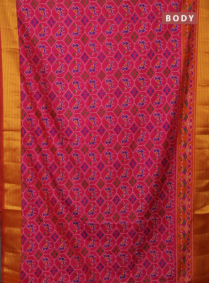 Semi tussar saree pink and rust shade with allover patola prints and zari woven border