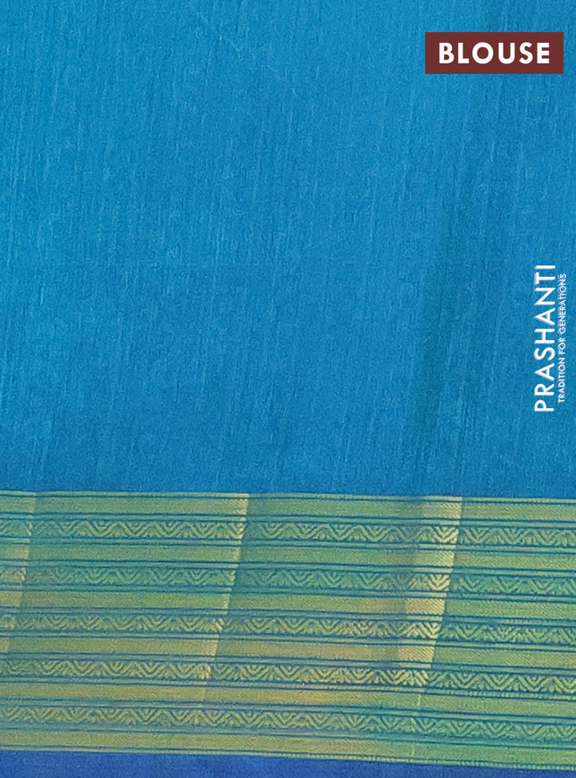 Semi tussar saree blue and teal blue with allover patola prints and zari woven border