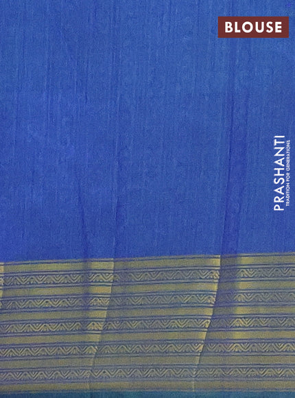 Semi tussar saree cs blue and blue with allover patola prints and zari woven border