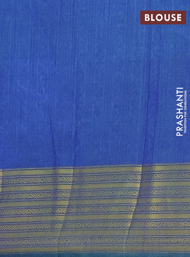 Semi tussar saree cs blue and blue with allover patola prints and zari woven border