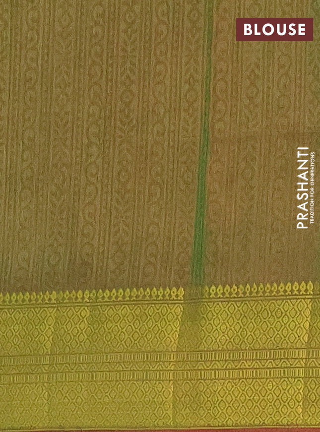 Semi tussar saree pink and dual shade of green with allover patola prints and zari woven border