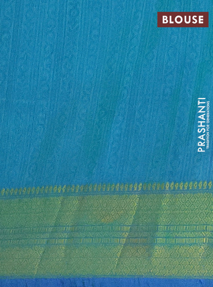 Semi tussar saree dark blue and dual shade of blue with allover patola prints and zari woven border