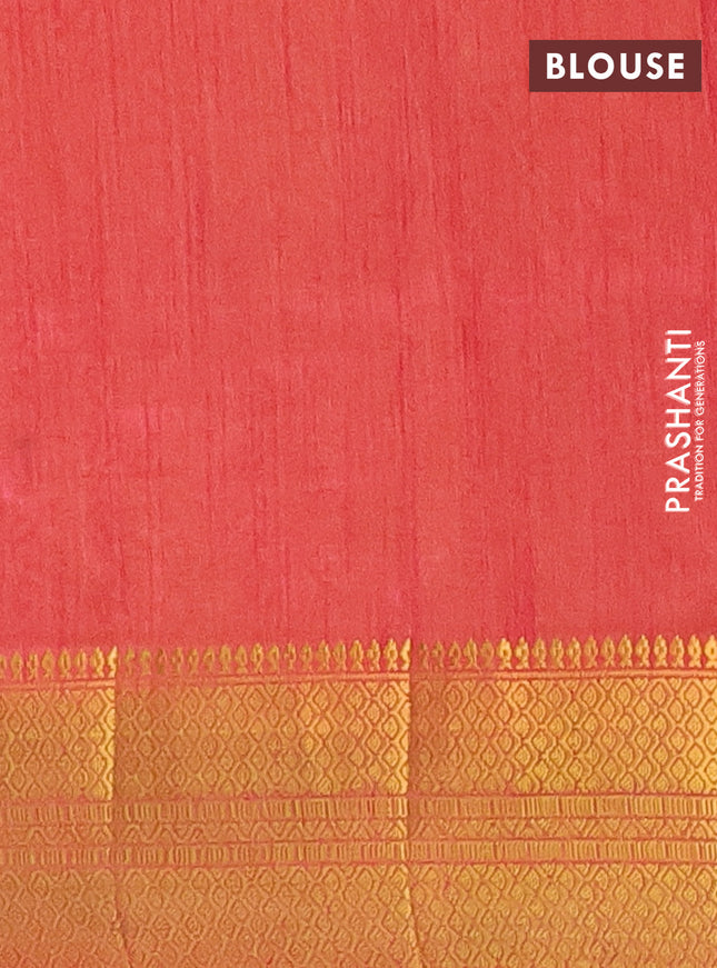 Semi tussar saree dual shade of grey and dual shade of pink with allover patola prints and zari woven border