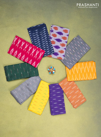 Ikat cotton blouse bits multi colour and multi design Pack of 10