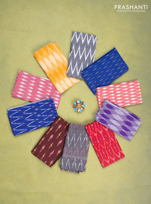 Ikat cotton blouse bits multi colour and multi design Pack of 10