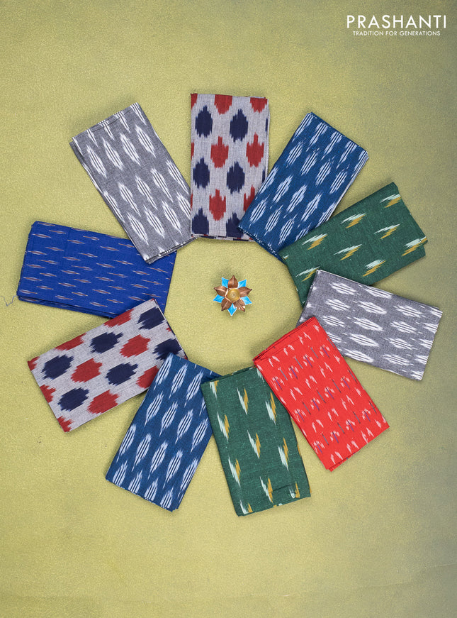 Ikat cotton blouse bits multi colour and multi design Pack of 10