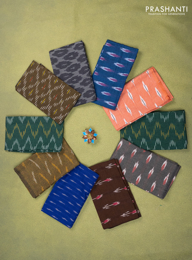 Ikat cotton blouse bits multi colour and multi design Pack of 10