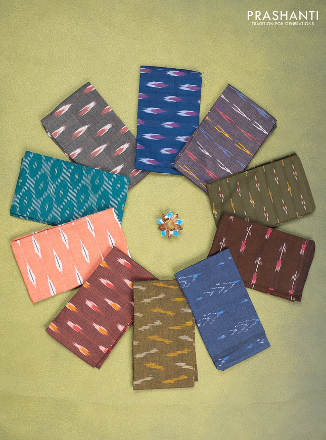 Ikat cotton blouse bits multi colour and multi design Pack of 10