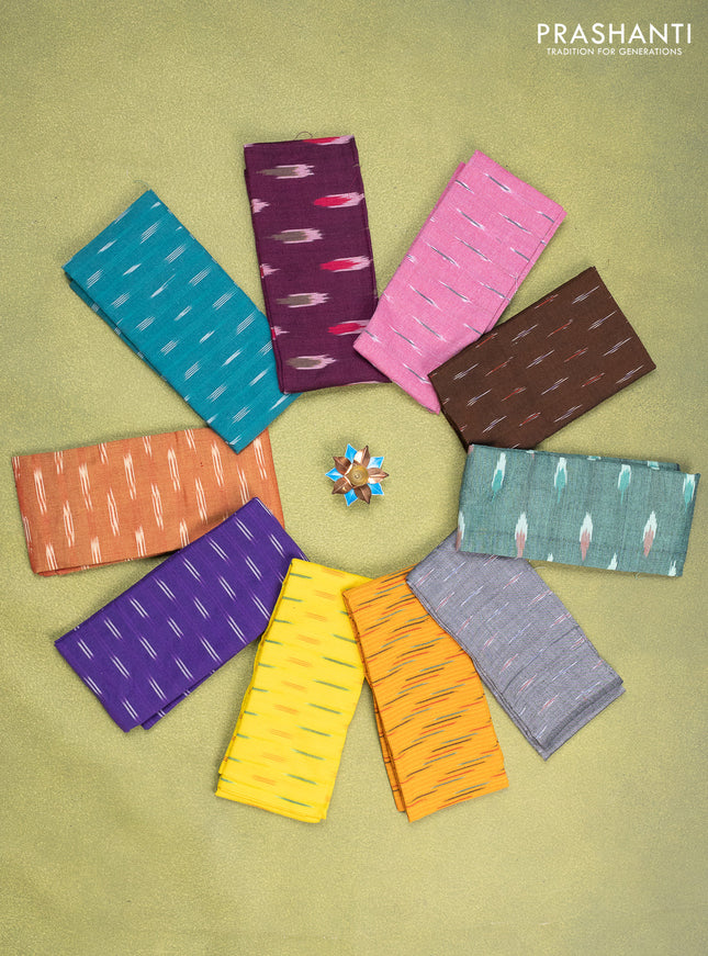 Ikat cotton blouse bits multi colour and multi design Pack of 10