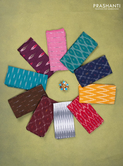 Ikat cotton blouse bits multi colour and multi design Pack of 10