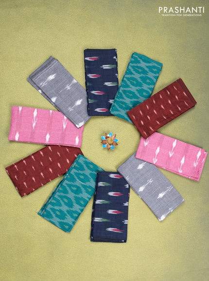 Ikat cotton blouse bits multi colour and multi design Pack of 10