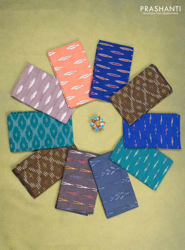 Ikat cotton blouse bits multi colour and multi design Pack of 10