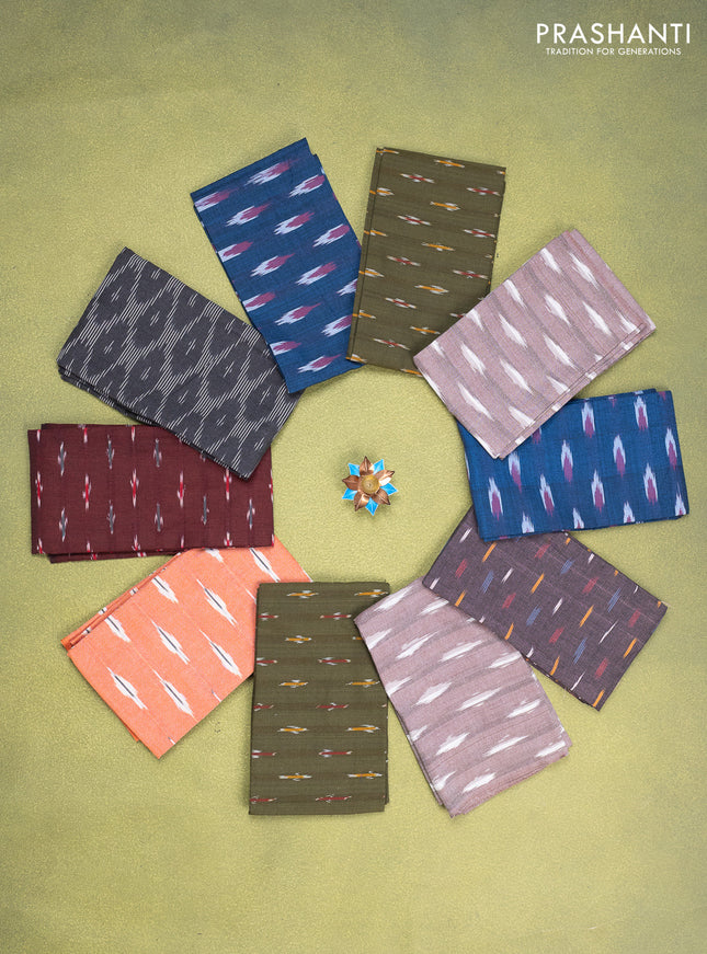 Ikat cotton blouse bits multi colour and multi design Pack of 10