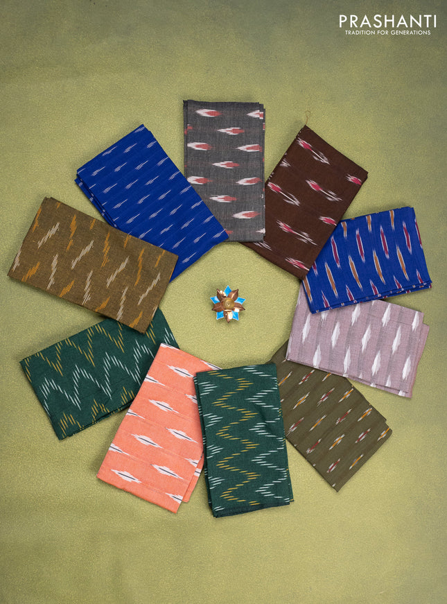 Ikat cotton blouse bits multi colour and multi design Pack of 10