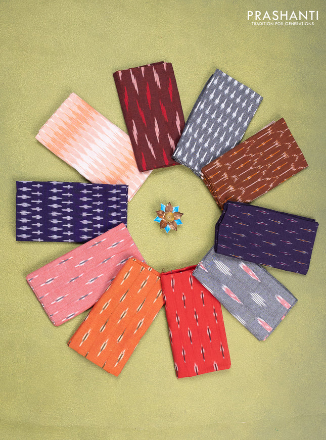 Ikat cotton blouse bits multi colour and multi design Pack of 10