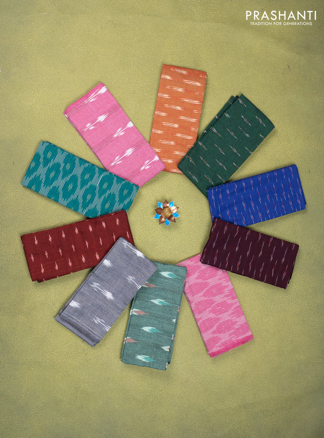 Ikat cotton blouse bits multi colour and multi design Pack of 10