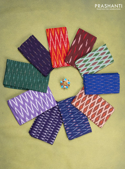 Ikat cotton blouse bits multi colour and multi design Pack of 10