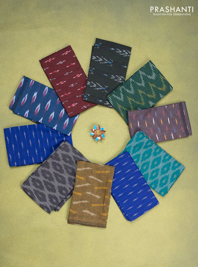 Ikat cotton blouse bits multi colour and multi design Pack of 10