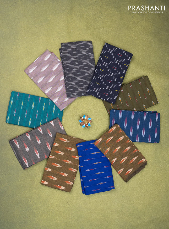 Ikat cotton blouse bits multi colour and multi design Pack of 10