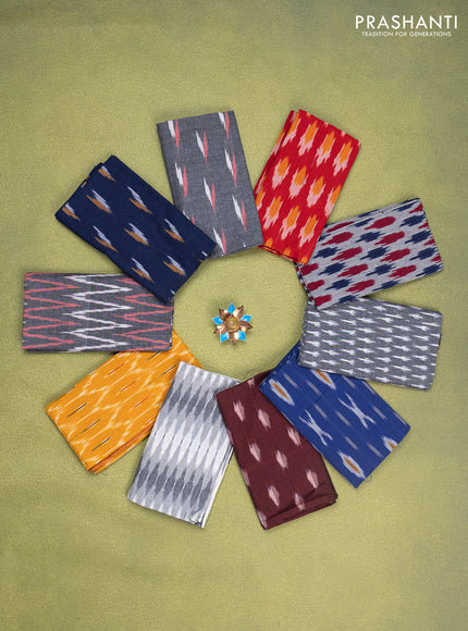 Ikat cotton blouse bits multi colour and multi design Pack of 10