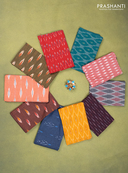 Ikat cotton blouse bits multi colour and multi design Pack of 10