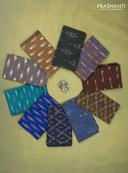 Ikat cotton blouse bits multi colour and multi design Pack of 10