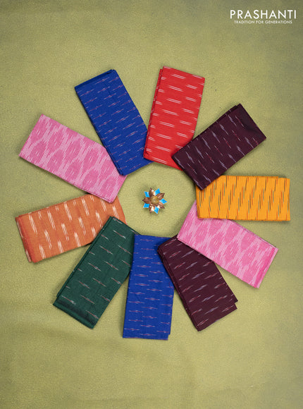 Ikat cotton blouse bits multi colour and multi design Pack of 10