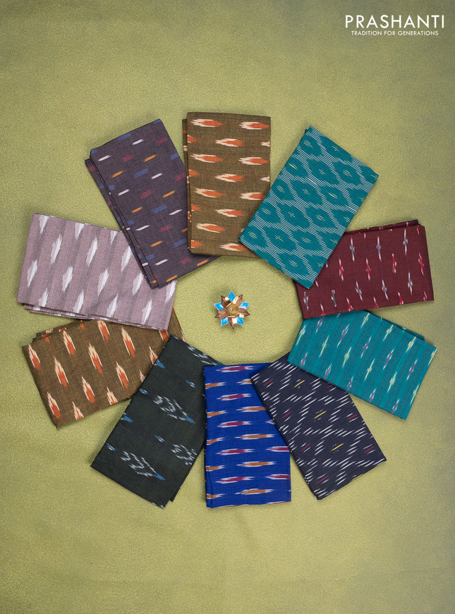 Ikat cotton blouse bits multi colour and multi design Pack of 10