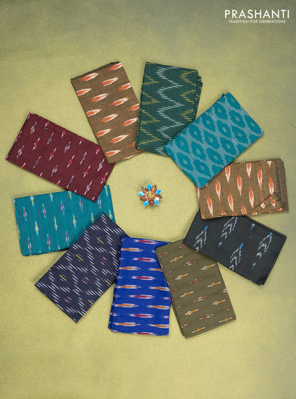 Ikat cotton blouse bits multi colour and multi design Pack of 10