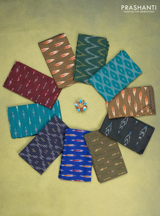 Ikat cotton blouse bits multi colour and multi design Pack of 10
