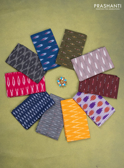 Ikat cotton blouse bits multi colour and multi design Pack of 10