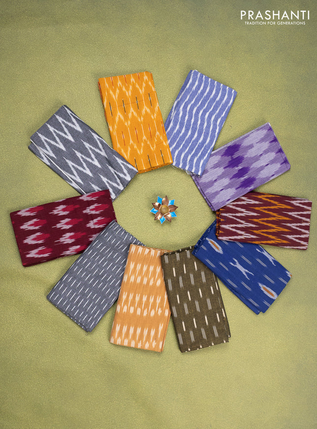 Ikat cotton blouse bits multi colour and multi design Pack of 10