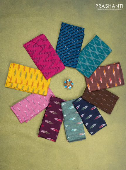 Ikat cotton blouse bits multi colour and multi design Pack of 10