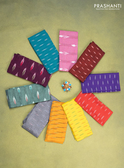 Ikat cotton blouse bits multi colour and multi design Pack of 10