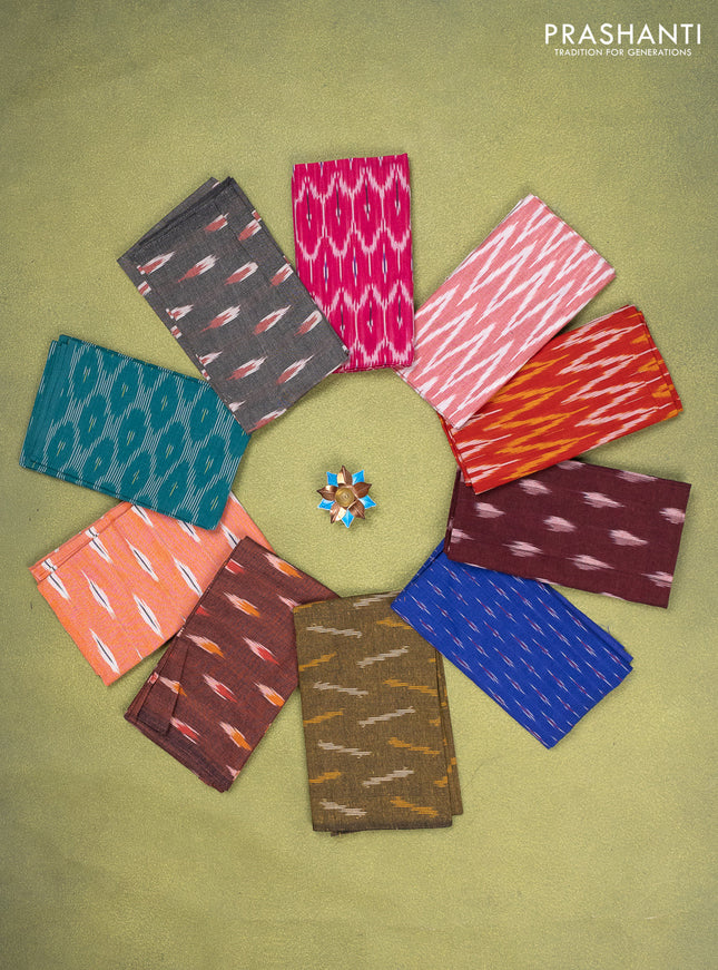 Ikat cotton blouse bits multi colour and multi design Pack of 10