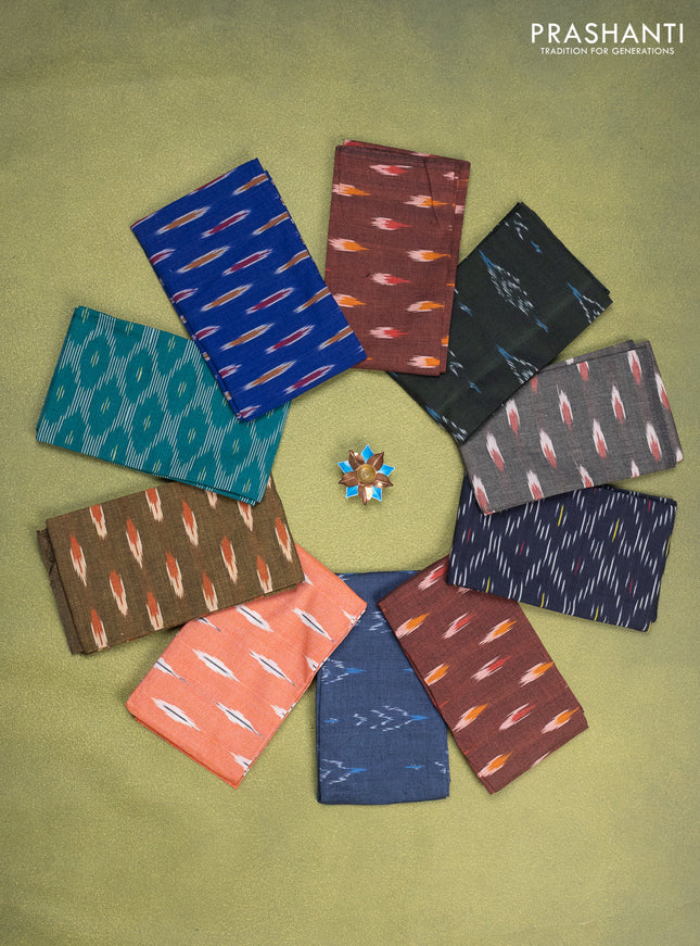 Ikat cotton blouse bits multi colour and multi design Pack of 10