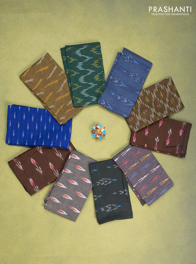 Ikat cotton blouse bits multi colour and multi design Pack of 10