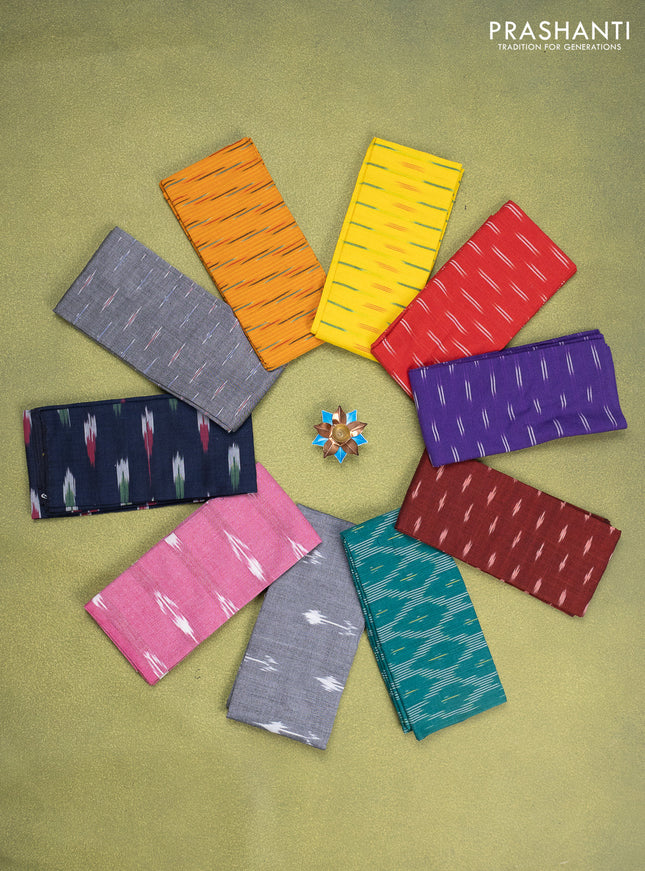 Ikat cotton blouse bits multi colour and multi design Pack of 10