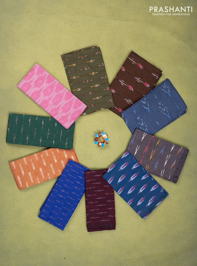 Ikat cotton blouse bits multi colour and multi design Pack of 10
