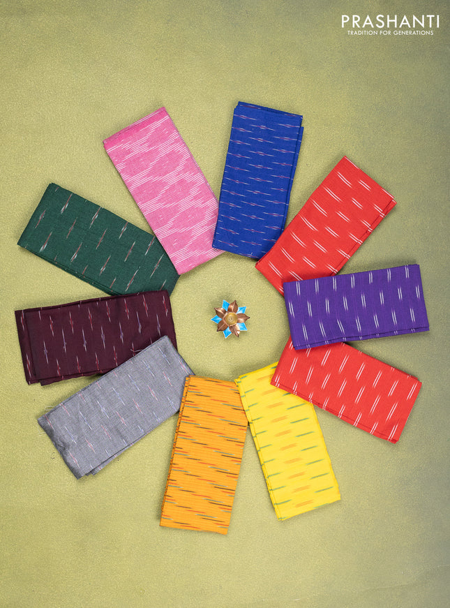Ikat cotton blouse bits multi colour and multi design Pack of 10