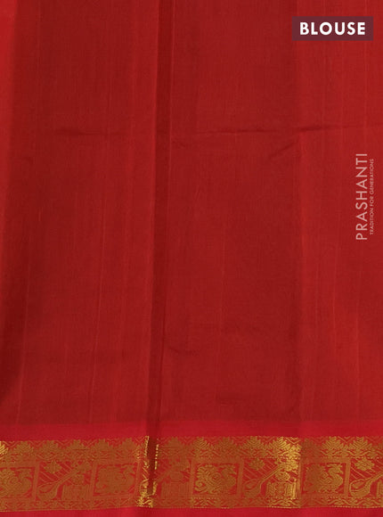 Silk cotton saree sap green and red with zari woven annam buttas and zari woven border