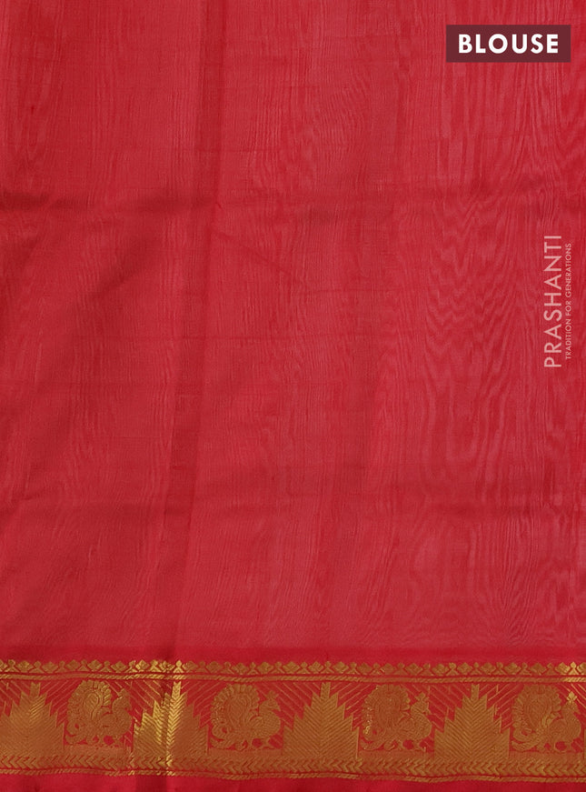 Silk cotton saree cream and red with zari woven paisley buttas and zari woven border