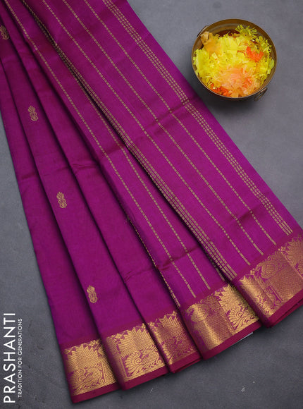 Silk cotton saree purple with zari woven buttas and zari woven border