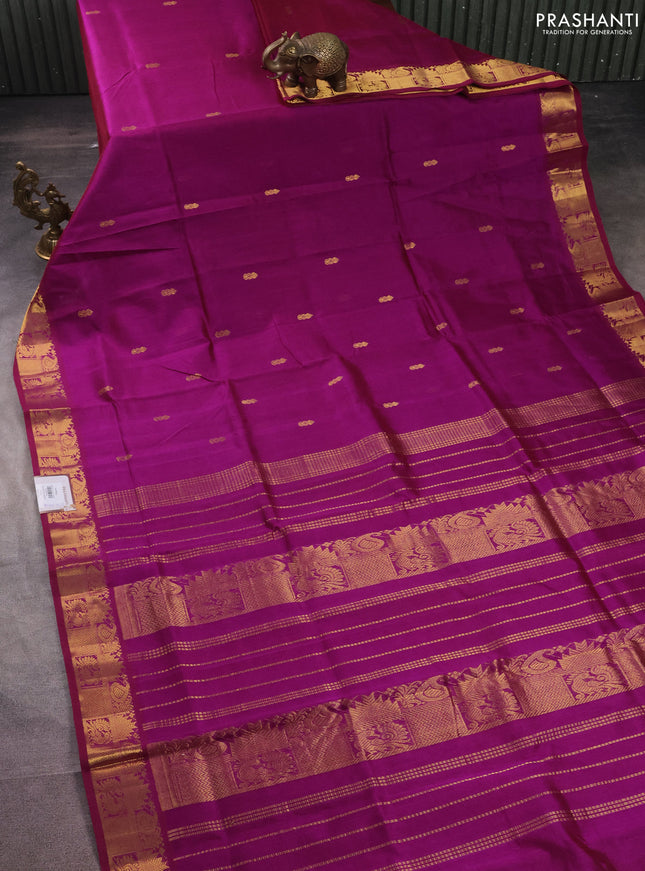 Silk cotton saree purple with zari woven buttas and zari woven border