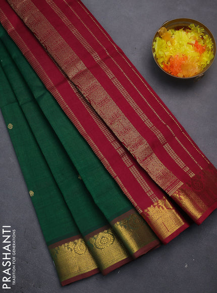 Silk cotton saree green and maroon with zari woven buttas and zari woven border
